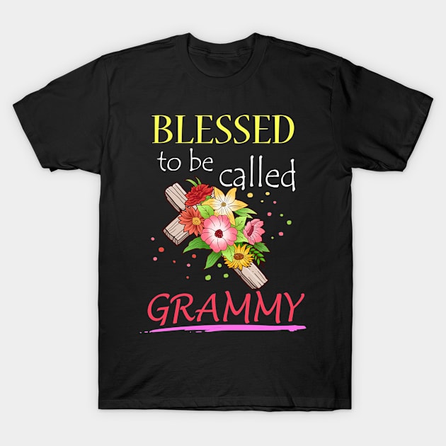 Grammy Gift Design Grandmother Blessed To Be Called Grammy Print T-Shirt by Linco